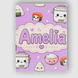 Personalised Name Cute Kawaii Sushi Rice Custom  Unique Gift Idea Elegant Feature Canvas Wall Art Print Decor Picture Ready to Hang