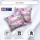 Custom Name Cute Kawaii Sushi Rice Cooker Bowl Purple Background Square Filled Cushion Throw Pillow Sofa Bed Home Decor Zip Washable UK Made
