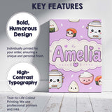 Personalised Name Cute Kawaii Sushi Rice Custom  Unique Gift Idea Elegant Feature Canvas Wall Art Print Decor Picture Ready to Hang