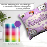 Custom Name Cute Kawaii Sushi Rice Cooker Bowl Purple Background Square Filled Cushion Throw Pillow Sofa Bed Home Decor Zip Washable UK Made