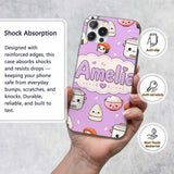 Cute Kawaii Sushi Rice Cooker Bowl Printed Design Custom Name Protective Phone Case Mobile Cover Durable Everyday Smartphone Shock Resistant