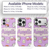 Cute Kawaii Sushi Rice Cooker Bowl Printed Design Custom Name Protective Phone Case Mobile Cover Durable Everyday Smartphone Shock Resistant
