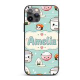 Cute Kawaii Sushi Rice Cooker Bowl Mint Green Custom Name Protective Phone Case Mobile Cover Durable Everyday Smartphone Shock Resistant