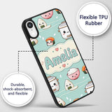 Cute Kawaii Sushi Rice Cooker Bowl Mint Green Custom Name Protective Phone Case Mobile Cover Durable Everyday Smartphone Shock Resistant