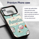 Cute Kawaii Sushi Rice Cooker Bowl Mint Green Custom Name Protective Phone Case Mobile Cover Durable Everyday Smartphone Shock Resistant