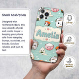 Cute Kawaii Sushi Rice Cooker Bowl Mint Green Custom Name Protective Phone Case Mobile Cover Durable Everyday Smartphone Shock Resistant