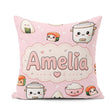 Custom Name Kawaii Sushi Rice Bowl Soft Pink Background Seamless Square Filled Cushion Throw Pillow Sofa Bed Home Decor Zip Washable UK Made