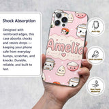 Cute Kawaii Sushi Rice Cooker Bowl Soft Pink Custom Name Protective Phone Case Mobile Cover Durable Everyday Smartphone Shock Resistant