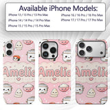 Cute Kawaii Sushi Rice Cooker Bowl Soft Pink Custom Name Protective Phone Case Mobile Cover Durable Everyday Smartphone Shock Resistant