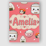 Personalised Name Cute Kawaii Sushi Rice Custom  Unique Gift Idea Elegant Feature Canvas Wall Art Print Decor Picture Ready to Hang