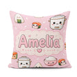 Custom Name Kawaii Sushi Rice Cooker Bowl Blush Pink Background Square Filled Cushion Throw Pillow Sofa Bed Home Decor Zip Washable UK Made