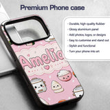 Cute Kawaii Sushi Rice Cooker Bowl Blush Pink Custom Name Protective Phone Case Mobile Cover Durable Everyday Smartphone Shock Resistant