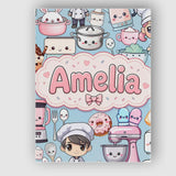 Personalised Name Cute Kawaii Baking Girl Custom  Unique Gift Idea Elegant Feature Canvas Wall Art Print Decor Picture Ready to Hang