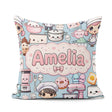 Custom Name Kawaii Baking Girl Mixer Utensils Blue Background Square Filled Cushion Throw Pillow Sofa Bed Home Decor Zip Washable UK Made