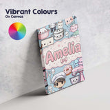 Personalised Name Cute Kawaii Baking Girl Custom  Unique Gift Idea Elegant Feature Canvas Wall Art Print Decor Picture Ready to Hang
