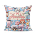 Custom Name Kawaii Girl Mixer Utensils Sky Blue Seamless Pattern Square Filled Cushion Throw Pillow Sofa Bed Home Decor Zip Washable UK Made
