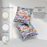 Custom Name Kawaii Girl Mixer Utensils Sky Blue Seamless Pattern Square Filled Cushion Throw Pillow Sofa Bed Home Decor Zip Washable UK Made