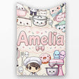 Cute Kawaii Baking Girl  Appliances Utensils Cream  Personalised Custom Name Super Soft Fleece Blanket Bed Sofa Throw