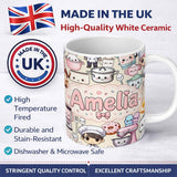 Personalized Custom Name Cute Kawaii Baking Girl Kitchen Appliances Utensils Cream 11oz Ceramic Coffee Tea Mug White Large Handle