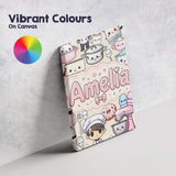 Personalised Name Cute Kawaii Baking Girl Custom  Unique Gift Idea Elegant Feature Canvas Wall Art Print Decor Picture Ready to Hang
