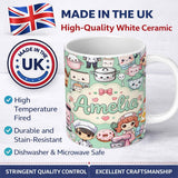 Personalized Custom Name Cute Kawaii Baking Girl Kitchen Appliances Utensils Mint Background 11oz Ceramic Coffee Tea Mug White Large Handle