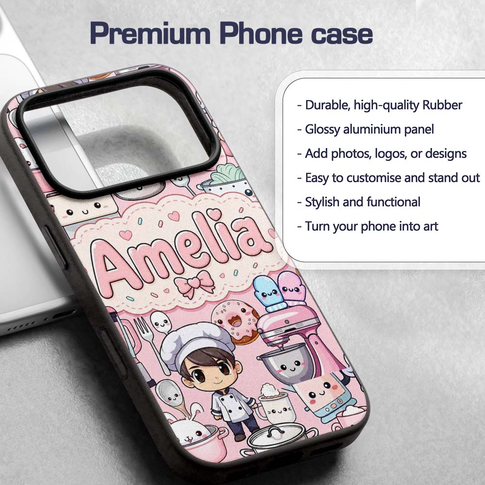 Cute Kawaii Baking Girl Appliances Utensils Soft Custom Name Protective Phone Case Mobile Cover Durable Everyday Smartphone Shock Resistant