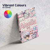 Personalised Name Cute Kawaii Baking Girl Custom  Unique Gift Idea Elegant Feature Canvas Wall Art Print Decor Picture Ready to Hang
