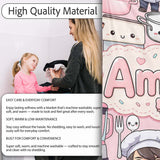 Cute Kawaii Baking Girl  Appliances Utensils Soft Pink  Personalised Custom Name Super Soft Fleece Blanket Bed Sofa Throw