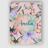 Personalised Name Pastel Watercolor Butterflies Soft Pink Background Custom  Home Canvas Wall Art Print Decor Picture Ready to Hang