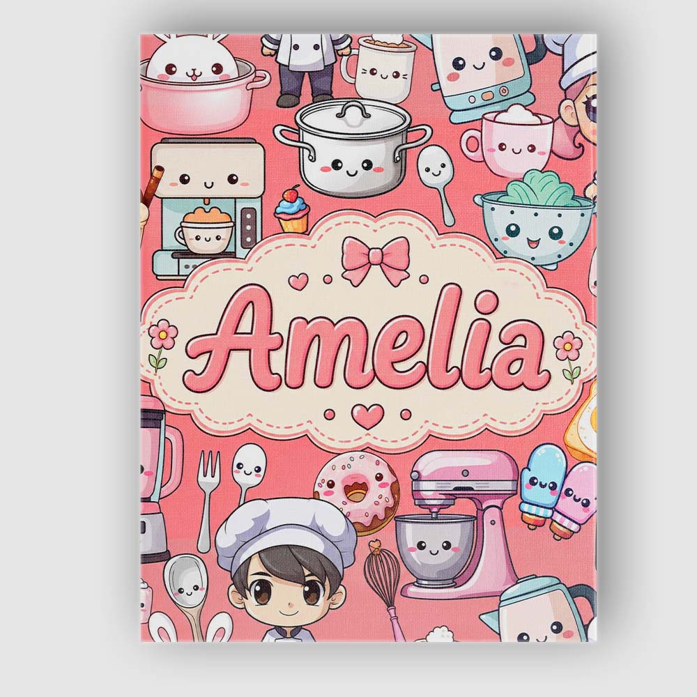 Personalised Name Cute Kawaii Baking Girl Custom  Unique Gift Idea Elegant Feature Canvas Wall Art Print Decor Picture Ready to Hang