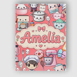 Personalised Name Cute Kawaii Baking Girl Custom  Unique Gift Idea Elegant Feature Canvas Wall Art Print Decor Picture Ready to Hang