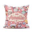 Custom Name Cute Kawaii Baking Girl Appliances Utensils Coral Square Filled Cushion Throw Pillow Sofa Bed Home Decor Zip Washable UK Made