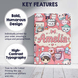 Personalised Name Cute Kawaii Baking Girl Custom  Unique Gift Idea Elegant Feature Canvas Wall Art Print Decor Picture Ready to Hang