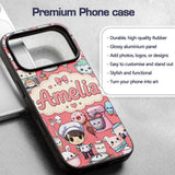 Cute Kawaii Baking Girl Appliances Utensils Coral Custom Name Protective Phone Case Mobile Cover Durable Everyday Smartphone Shock Resistant