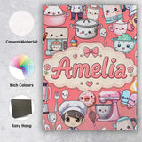 Personalised Name Cute Kawaii Baking Girl Custom  Unique Gift Idea Elegant Feature Canvas Wall Art Print Decor Picture Ready to Hang