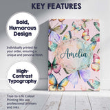 Personalised Name Pastel Watercolor Butterflies Soft Pink Background Custom  Home Canvas Wall Art Print Decor Picture Ready to Hang
