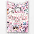 Cute Kawaii Baking Girl  Appliances Utensils Light Grey  Personalised Custom Name Super Soft Fleece Blanket Bed Sofa Throw