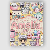 Personalised Name Cute Kawaii Baking Girl Custom  Unique Gift Idea Elegant Feature Canvas Wall Art Print Decor Picture Ready to Hang