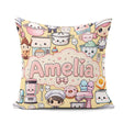 Custom Name Cute Kawaii Baking Girl Appliances Utensils Yellow Square Filled Cushion Throw Pillow Sofa Bed Home Decor Zip Washable UK Made