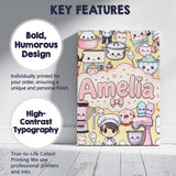 Personalised Name Cute Kawaii Baking Girl Custom  Unique Gift Idea Elegant Feature Canvas Wall Art Print Decor Picture Ready to Hang