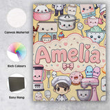 Personalised Name Cute Kawaii Baking Girl Custom  Unique Gift Idea Elegant Feature Canvas Wall Art Print Decor Picture Ready to Hang