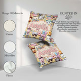 Custom Name Cute Kawaii Baking Girl Appliances Utensils Yellow Square Filled Cushion Throw Pillow Sofa Bed Home Decor Zip Washable UK Made