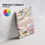 Personalised Name Cute Kawaii Baking Girl Custom  Unique Gift Idea Elegant Feature Canvas Wall Art Print Decor Picture Ready to Hang