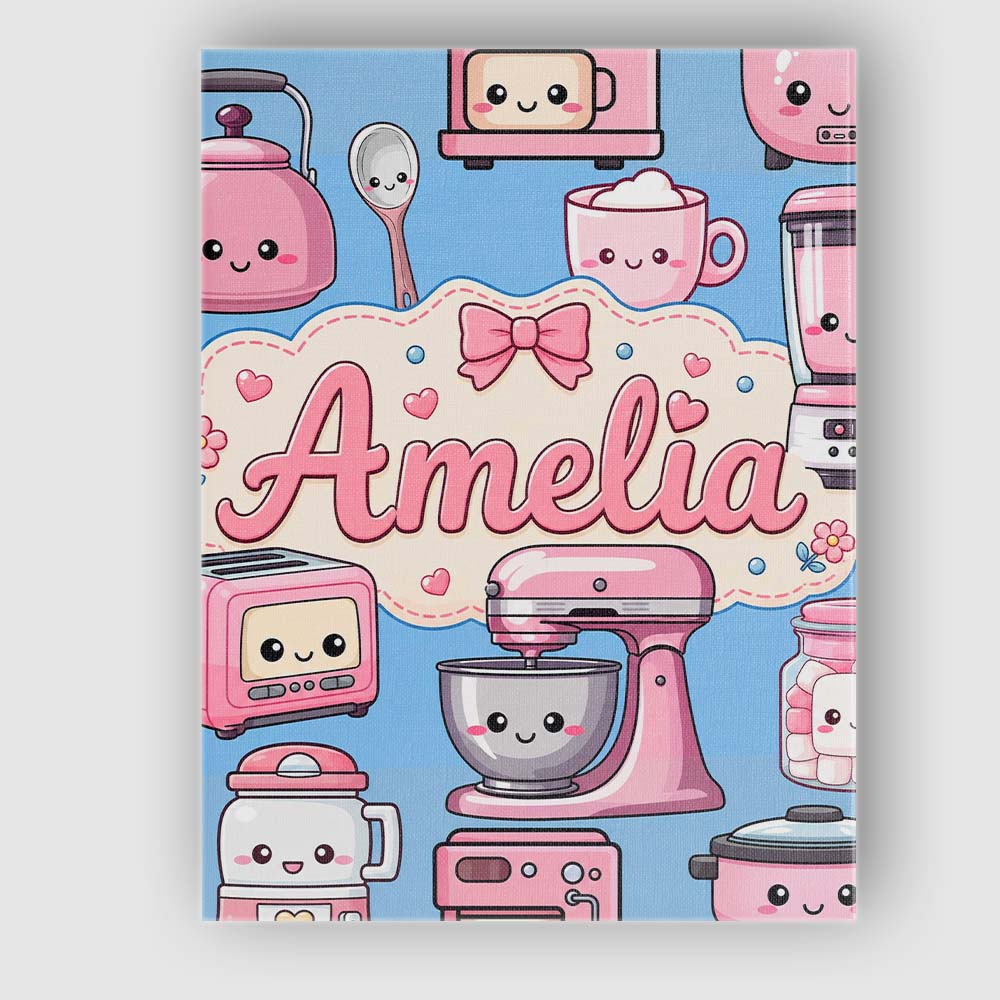 Personalised Name Cute Kawaii Appliances Custom  Unique Gift Idea Elegant Feature Canvas Wall Art Print Decor Picture Ready to Hang