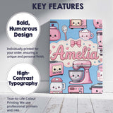 Personalised Name Cute Kawaii Appliances Custom  Unique Gift Idea Elegant Feature Canvas Wall Art Print Decor Picture Ready to Hang