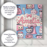 Personalised Name Cute Kawaii Appliances Custom  Unique Gift Idea Elegant Feature Canvas Wall Art Print Decor Picture Ready to Hang