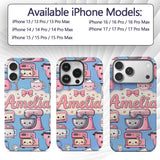 Cute Kawaii Appliances Mixer Toaster Blender Blue Custom Name Protective Phone Case Mobile Cover Durable Everyday Smartphone Shock Resistant