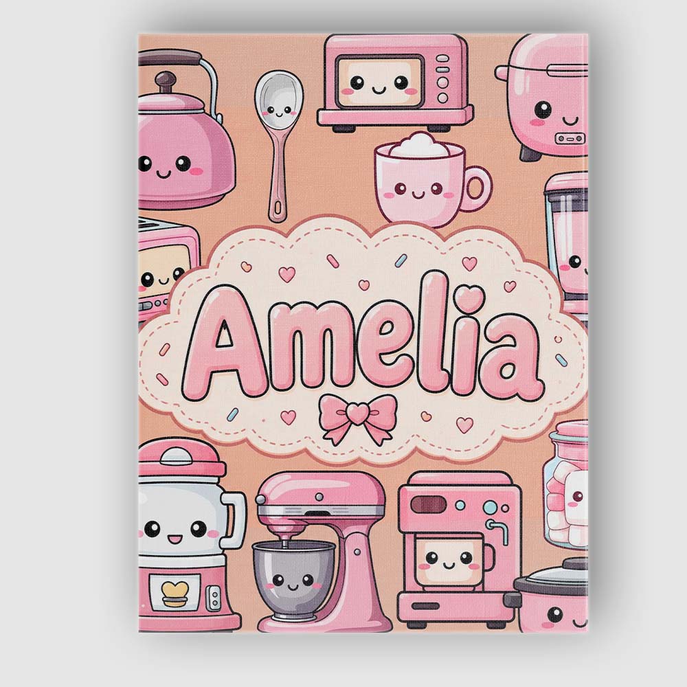 Personalised Name Cute Kawaii Appliances Custom  Unique Gift Idea Elegant Feature Canvas Wall Art Print Decor Picture Ready to Hang