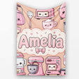 Cute Kawaii  Appliances Mixer Toaster Blender Peach  Personalised Custom Name Super Soft Fleece Blanket Bed Sofa Throw