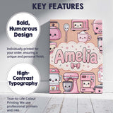 Personalised Name Cute Kawaii Appliances Custom  Unique Gift Idea Elegant Feature Canvas Wall Art Print Decor Picture Ready to Hang